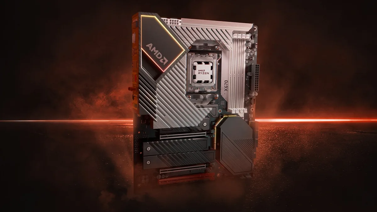 AM5ソケットにRyzenを載せたAMD X670マザーボードのイメージ